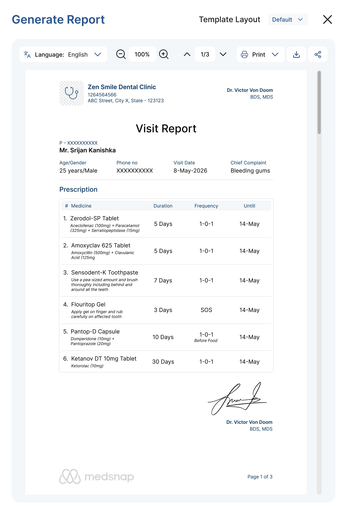 MedSnap patient communication — WhatsApp reminders and visit reports