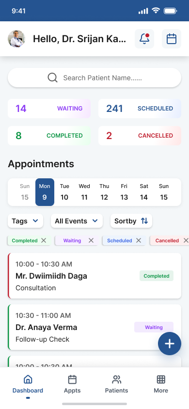 MedSnap doctor app dashboard